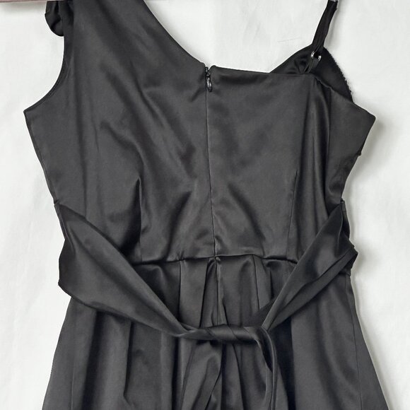 A-Line Mini Dress In Black with Flower Decor Size 3 - Picture 2 of 10